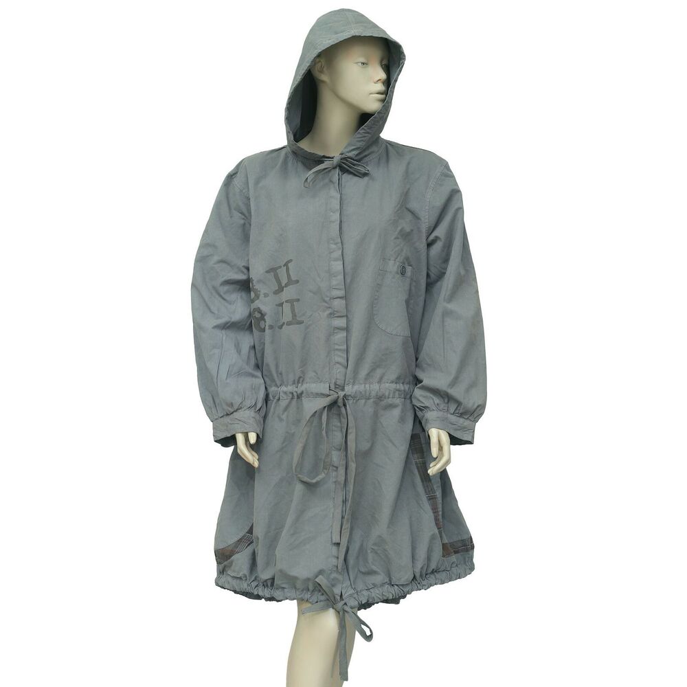 Ewa I Walla Peasant Lagenlook Coat Jacket Hoodie Dress Vintage Cotton XS 201623